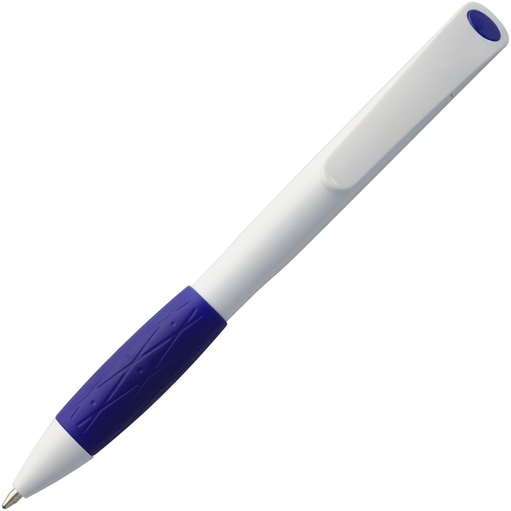 Ручка шариковая GRIP, белая (молочная) с синим