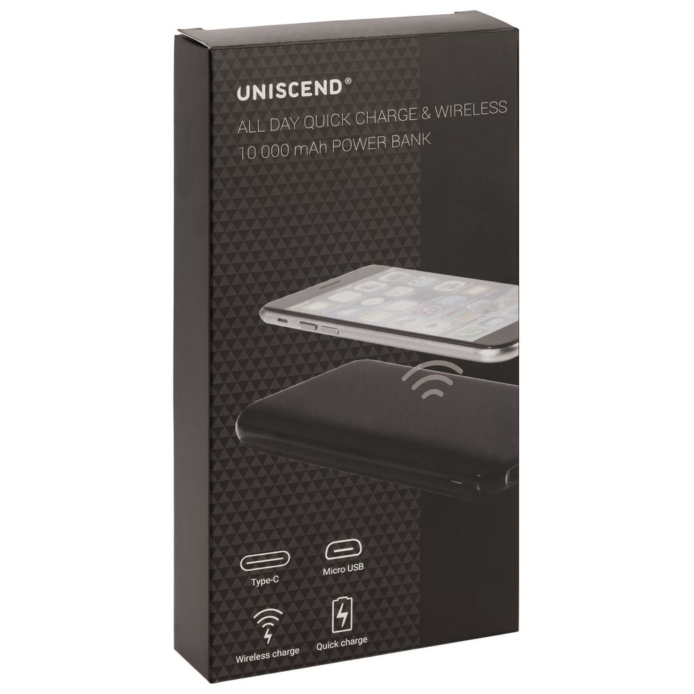 АККУМУЛЯТОР QUICK CHARGE WIRELESS 10000 МАЧ, ЧЕРНЫЙ Аккумулятор QUICK CHARGE WIRELESS 10000 мАч, черный