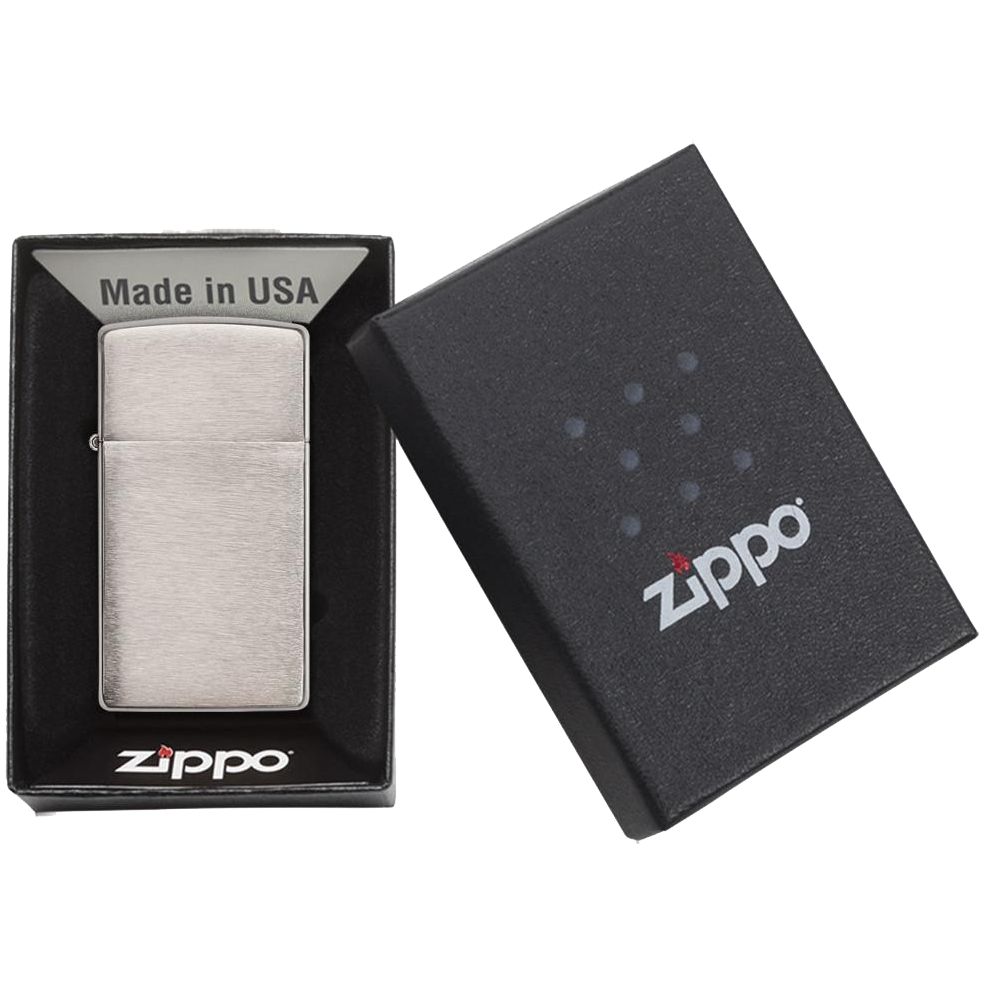 ЗАЖИГАЛКА ZIPPO SLIM BRUSHED, МАТОВАЯ СЕРЕБРИСТАЯ Зажигалка ZIPPO SLIM BRUSHED, матовая серебристая