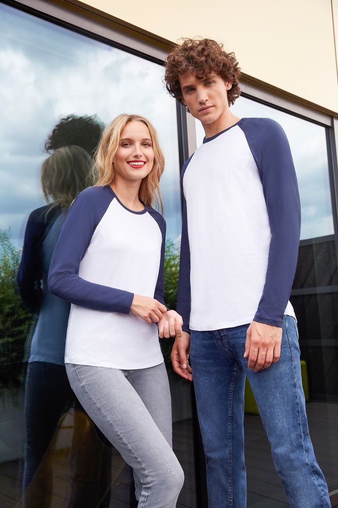 ФУТБОЛКА МУЖСКАЯ С ДЛИННЫМ РУКАВОМ FUNKY LSL БЕЛАЯ С ТЕМНО-СИНИМ, РАЗМЕР 3XL Футболка мужская с длинным рукавом FUNKY LSL белая с темно-синим, размер 3XL