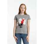 Футболка женская «Ты у меня вот здесь», серый меланж, размер M