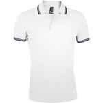 Рубашка поло мужская PASADENA MEN 200 с контрастной отделкой белая с синим, размер L