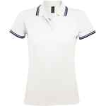 Рубашка поло женская PASADENA WOMEN 200 с контрастной отделкой белая с синим, размер M