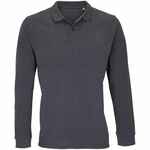 Рубашка поло унисекс с длинным рукавом PLANET LSL, черный меланж, размер L