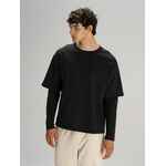 Футболка оверсайз с двойным рукавом KOSMOS, черная, размер XS/S