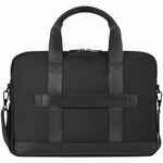 Сумка для ноутбука SANTIAGO с кожаной отделкой, черная