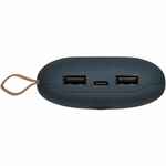 Аккумулятор с беспроводной зарядкой PEBBLE WIRELESS 9000 мАч, серо-синий