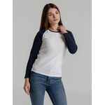 Футболка женская с длинным рукавом MILKY LSL белая с темно-синим, размер S