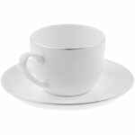 Кофейная пара SELECT, белая с серебристой отводкой