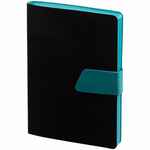 Ежедневник BOOM, недатированный, черный с бирюзовым