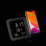 Станция беспроводной зарядки с часами и календарем и подсветкой логотипа NOVEM, черная