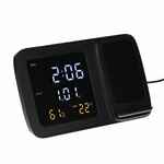 Станция беспроводной зарядки с часами и календарем и подсветкой логотипа NOVEM, черная