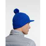 Вязаная шапка с козырьком PEAKY, синяя (василек)
