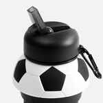 Складная бутылка для воды FOOTBALL FLEX, белая с черным