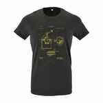 Футболка приталенная OLD PATENTS. COFFEE MILL, черный меланж, размер S