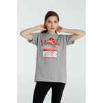 Футболка HELLO! I LOVE YOU!, серый меланж, размер S