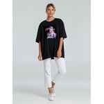 Футболка оверсайз «Дама с горностаем», черная, размер XS/S