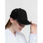 Бейсболка CLASSIC, черная с белым кантом