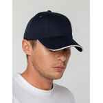 Бейсболка CANOPY, темно-синяя с белым кантом