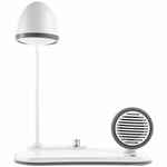 Лампа с колонкой и беспроводной зарядкой FLASHBACK, белая