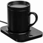 Кружка с подогревом и беспроводной зарядкой DUALBASE PLUS, черная