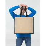 Холщовая сумка для покупок BAGARI с черной отделкой