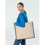 Холщовая сумка для покупок BAGARI с синей отделкой