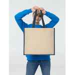 Холщовая сумка для покупок BAGARI с синей отделкой