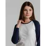 Футболка женская с длинным рукавом MILKY LSL белая с темно-синим, размер S