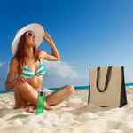 Холщовая сумка для покупок BAGARI с черной отделкой