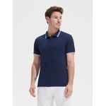 Рубашка поло мужская PASADENA MEN 200 с контрастной отделкой белая с синим, размер S