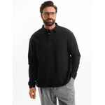 Рубашка поло оверсайз с длинным рукавом HERITAGE, черная, размер L