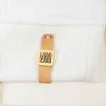 Квадратный шильдик на резинку DIRECT, матовый золотистый