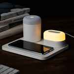 Станция беспроводной зарядки с колонкой и ночником TRILOGY, белая