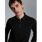 Рубашка поло мужская с длинным рукавом TERRAZZO, черная, размер S/M