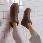 Домашние валенки WILD, серо-коричневые (натуральные), размер 35