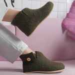 Домашние валенки WILD, зеленые (олива), размер 35