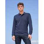 Рубашка поло мужская с длинным рукавом PERFECT LSL MEN черный меланж, размер 3XL