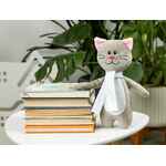 Мягкая игрушка BEASTIE TOYS, котик с белым шарфом