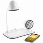Лампа с колонкой и беспроводной зарядкой FLASHBACK, белая