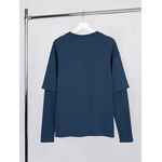 Футболка оверсайз с двойным рукавом KOSMOS, темно-синяя, размер XS/S