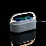 Колонка с часами и беспроводной зарядкой VESKE VER.2, серая