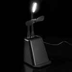 Настольный органайзер с зарядкой, лампой, вентилятором и подсветкой логотипа POWERTOWER, черный