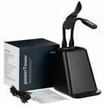 Настольный органайзер с зарядкой, лампой, вентилятором и подсветкой логотипа POWERTOWER, черный