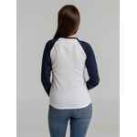 Футболка женская с длинным рукавом MILKY LSL белая с темно-синим, размер S