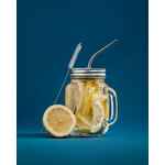 Набор MELLOW, с изогнутой трубочкой, серебристый