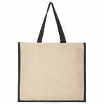 Холщовая сумка для покупок BAGARI с черной отделкой