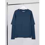 Футболка оверсайз с двойным рукавом KOSMOS, темно-синяя, размер XS/S