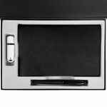 Коробка SILK с ложементом под ежедневник 13X21 см, флешку и ручку, VER. 2, черная