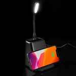 Настольный органайзер с зарядкой, лампой, вентилятором и подсветкой логотипа POWERTOWER, черный